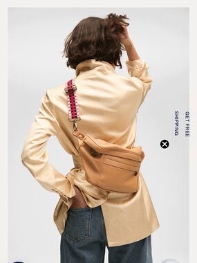 Parker Thatch Cross Your Heart- Leather Crossbody Belt Bag w/ gold U Strap